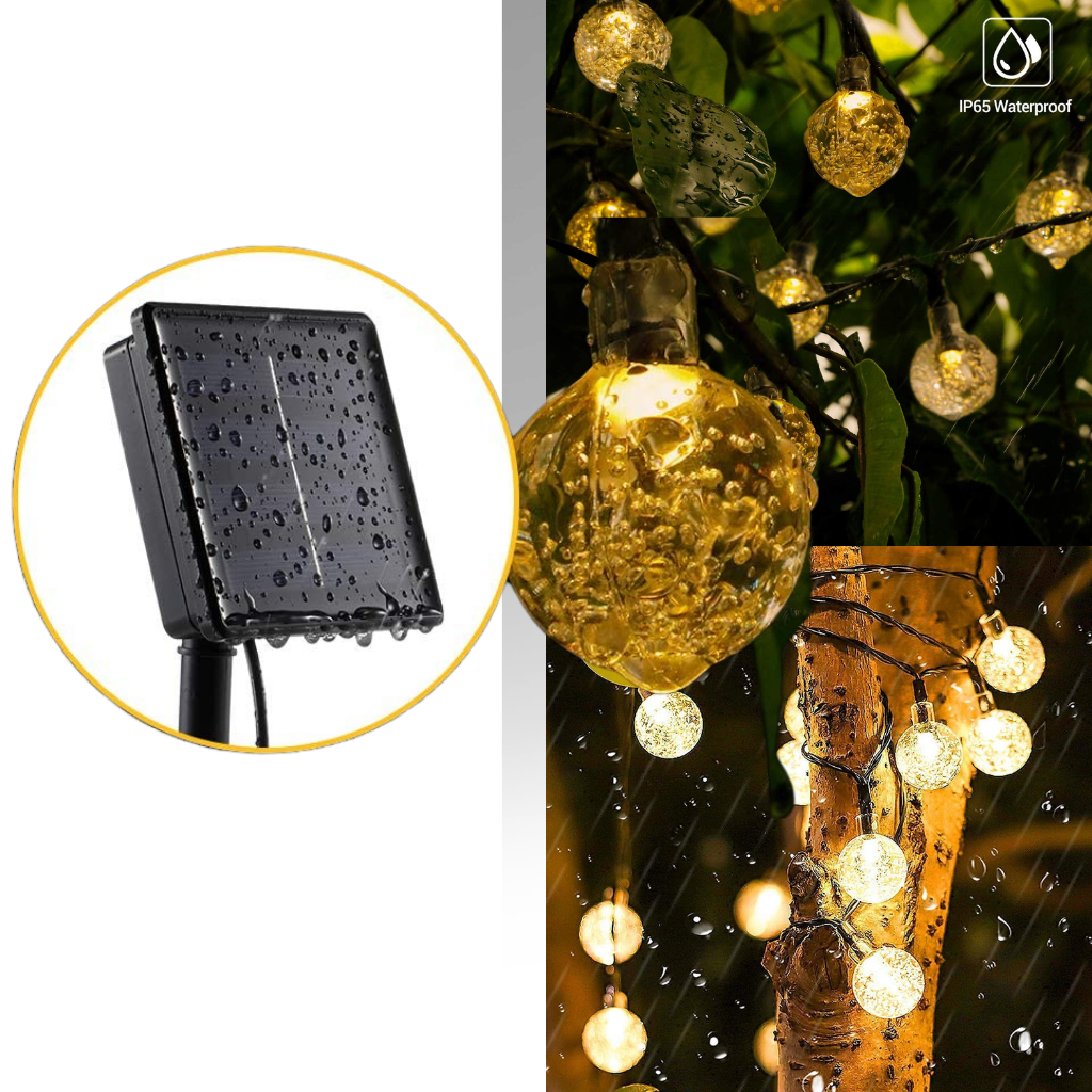 Guirlanda luminosa solar Onrp com luzes LED à prova d'água para ambientes externos, decorativa e eficiente em energia.