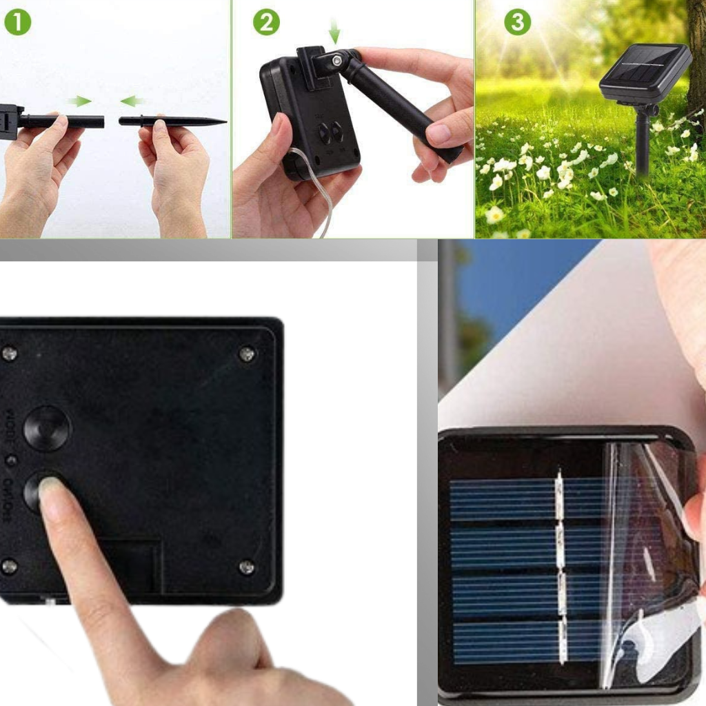 Luminária de guirlanda solar com LEDs da Pure Garden, fácil instalação para iluminar ambientes ao ar livre.