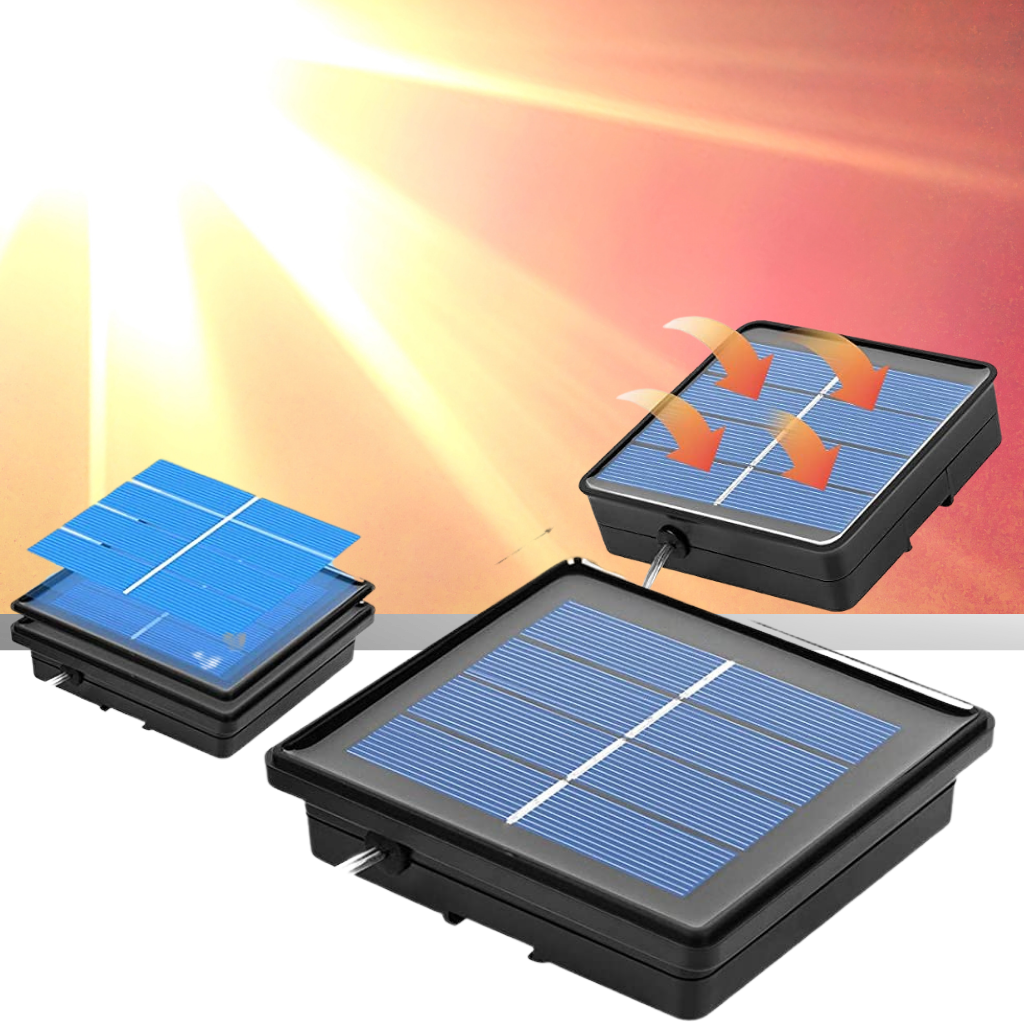 Guirlanda solar com luzes LED, luminária de jardim da marca Pure Garden, iluminando ambientes ao ar livre com energia solar.