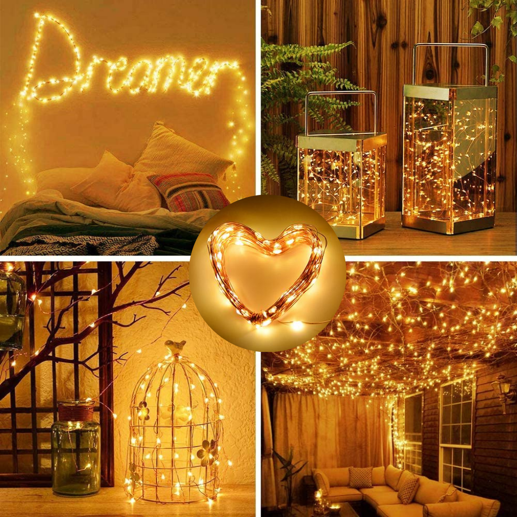 Guirlanda solar com luzes LED da Pure Garden, luminária decorativa ideal para ambientes externos e festas ao ar livre.