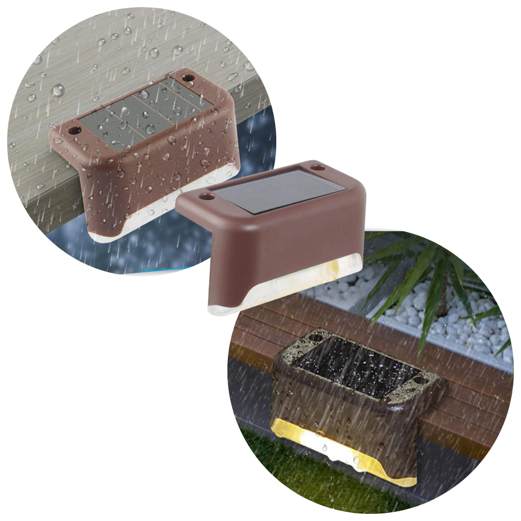 Conjunto de 4 luminárias solares LED à prova d'água da Baumaty para degraus e escadas, iluminação externa decorativa.