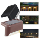 Conjunto de 4 lampadas solares LED da Baumaty para escadas, iluminação de ambiente com energia solar, visível na imagem.