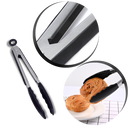 Pinça de churrasco em aço inox com cabo de silicone da marca Peralng, utensílio de cozinha para grelhar carnes.