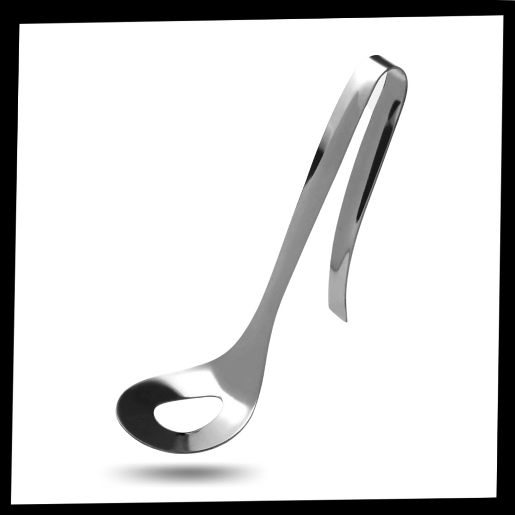 Colher de aço inox para fazer almôndegas, utensílio de cozinha da marca Ranludas, com embalagem e alça ergonômica.