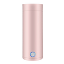 Chaleira elétrica portátil de 400ml da Petmoko em aço inoxidável rosa, ideal para aquecer água de forma prática.