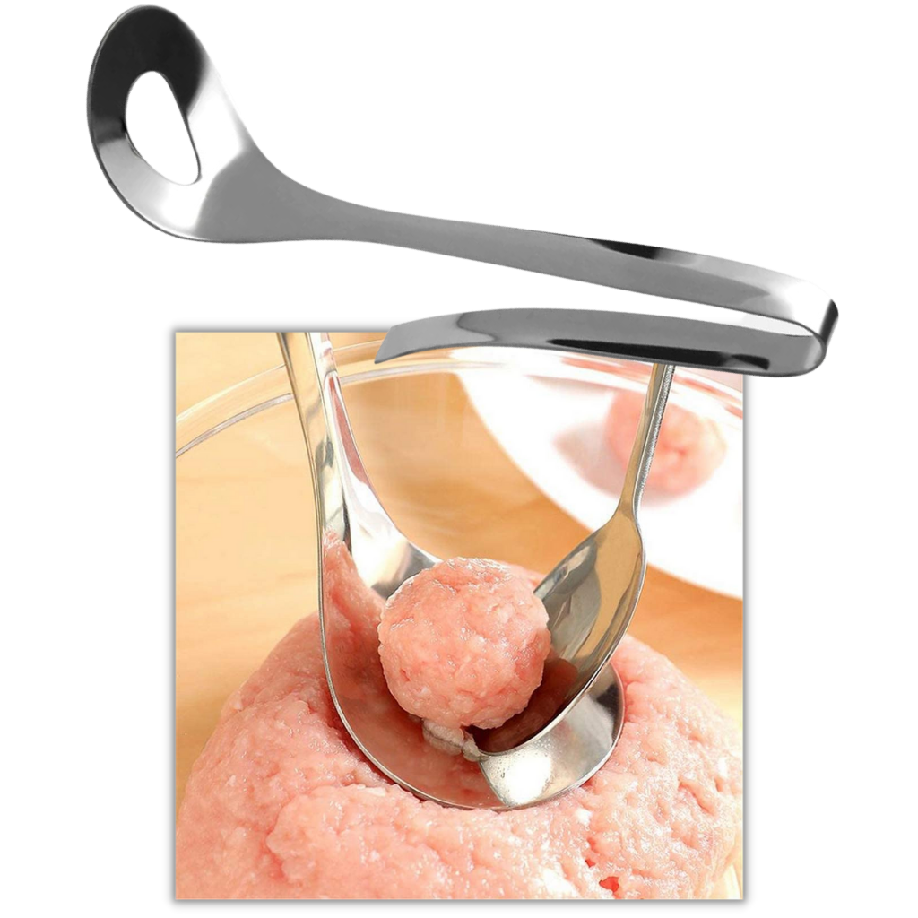 Colher de aço inoxidável para fazer almôndegas, utensílio de cozinha da marca Ranludas com design de moldagem de uma pressão
