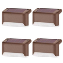Conjunto de 4 luminárias solares LED para escadas ao ar livre, em cor marrom, para iluminação de ambiente externo.