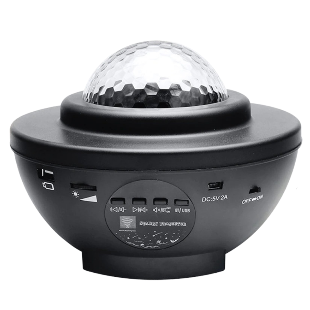 Lâmpada projetora de céu estrelado Aetomce com alto-falante Bluetooth, luz ambiente negra para decoração e relaxamento.