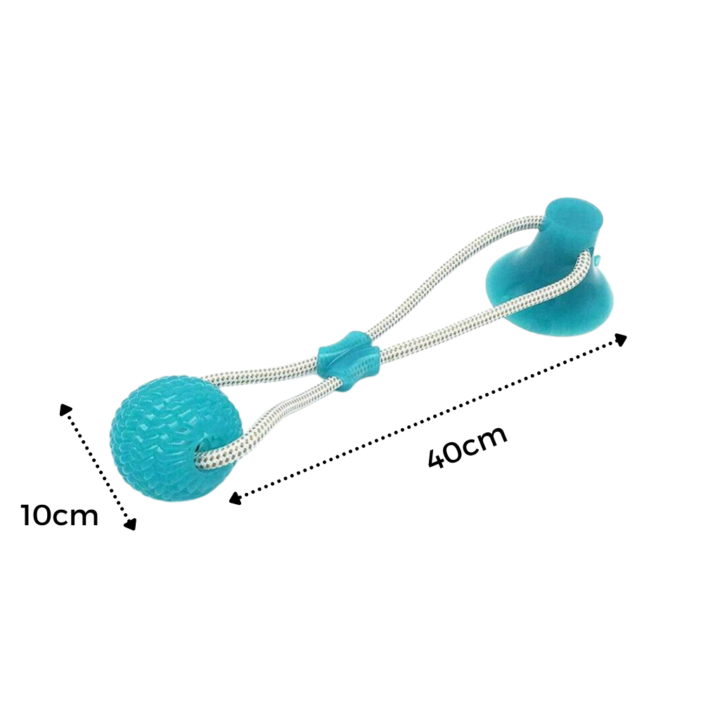 Bola com ventosa para cães, acessório de brinquedo para cães da marca Manfiter, com ventosa para fixar em superfícies.