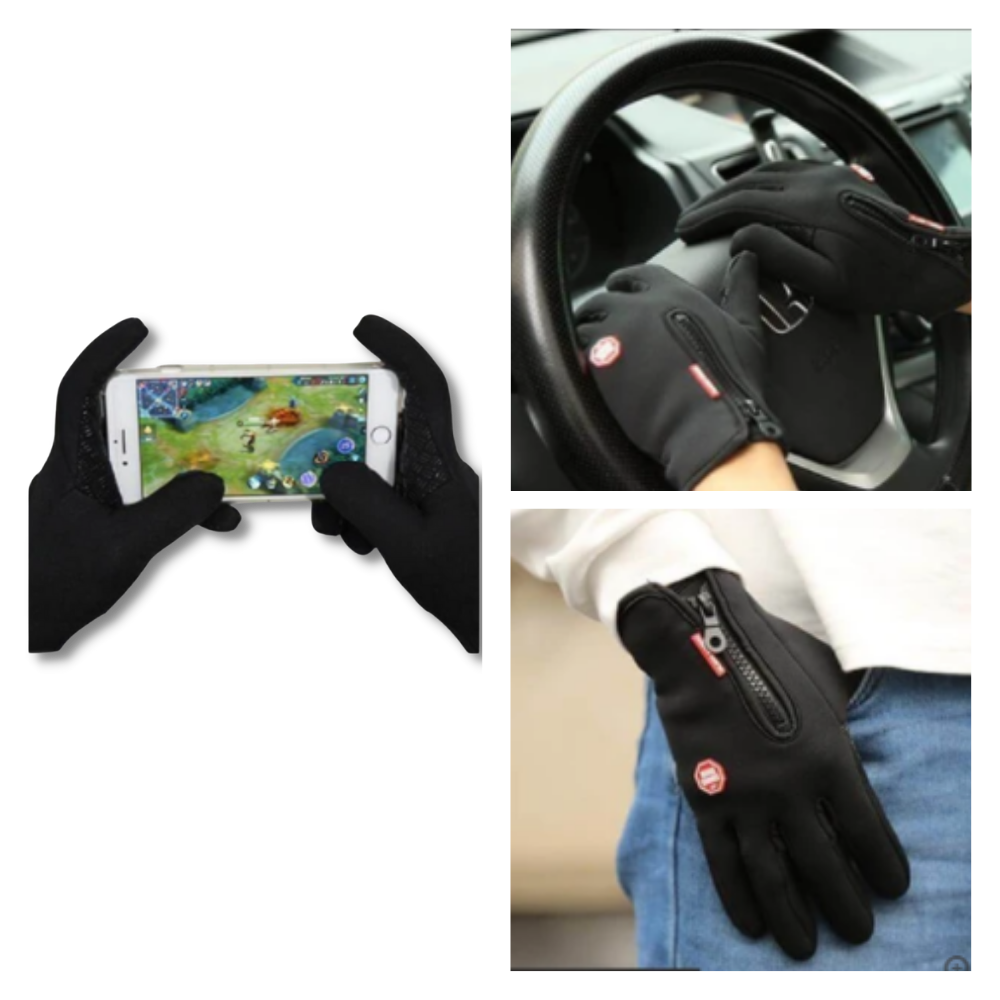 Gants térmicos unissex Sodial, feitos de material adaptável, com design que cobre as mãos para proteção contra o frio.