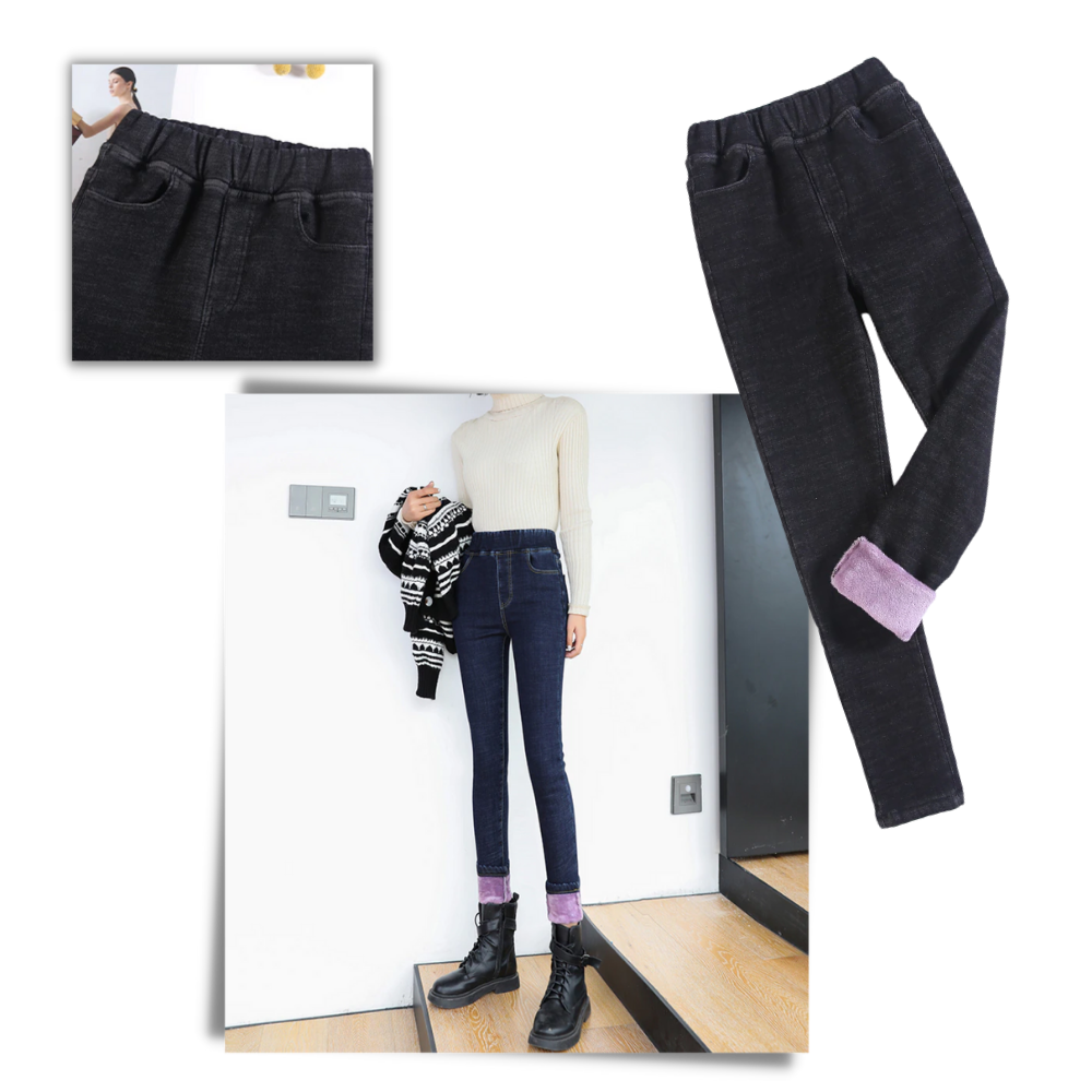 Leggings térmicos em lã polar da Plush, pantalons femininos confortáveis e quentes com ajuste ajustado e tecido macio.