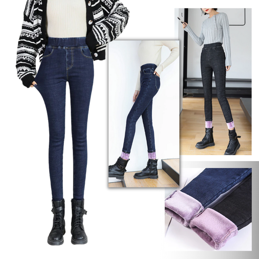 Jeggings térmicos de lã polaire para mulheres da marca Plush, em tecido confortável e ajustado ao corpo.