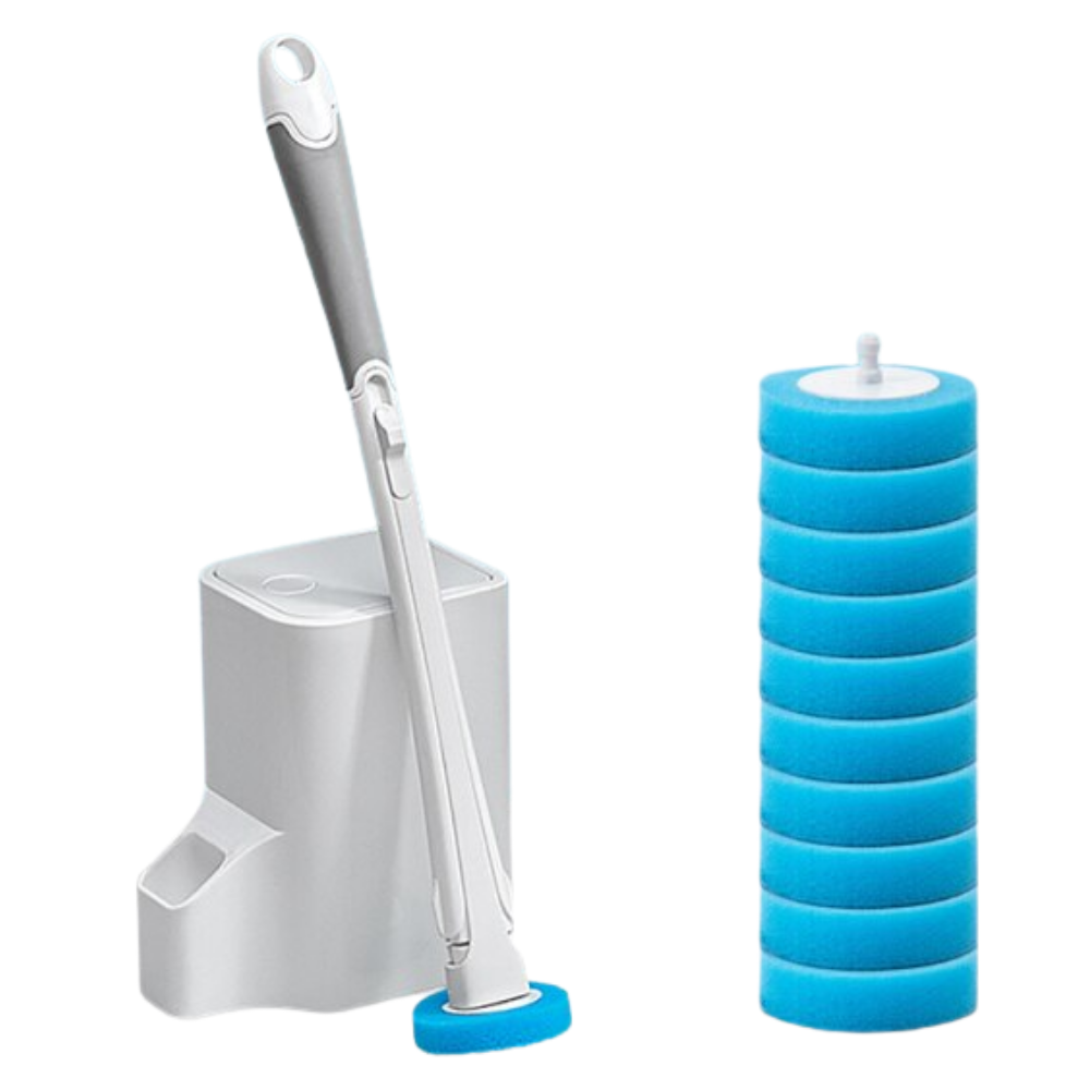Conjunto de brosses de toilettes jetáveis Ostrifin com porta-brossa, design prático e higiênico para limpeza de banheiros.