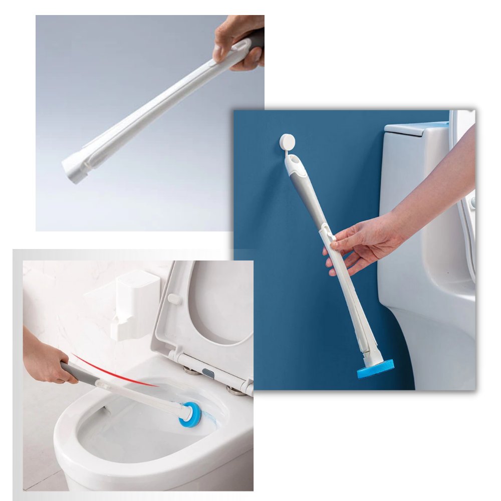 Brosse de toilettes jetable Ostrifin com design ergonômico e suporte, ideal para limpeza eficiente e prática do banheiro.