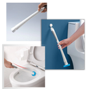 Brosse de toilettes jetable Ostrifin com design ergonômico e suporte, ideal para limpeza eficiente e prática do banheiro.