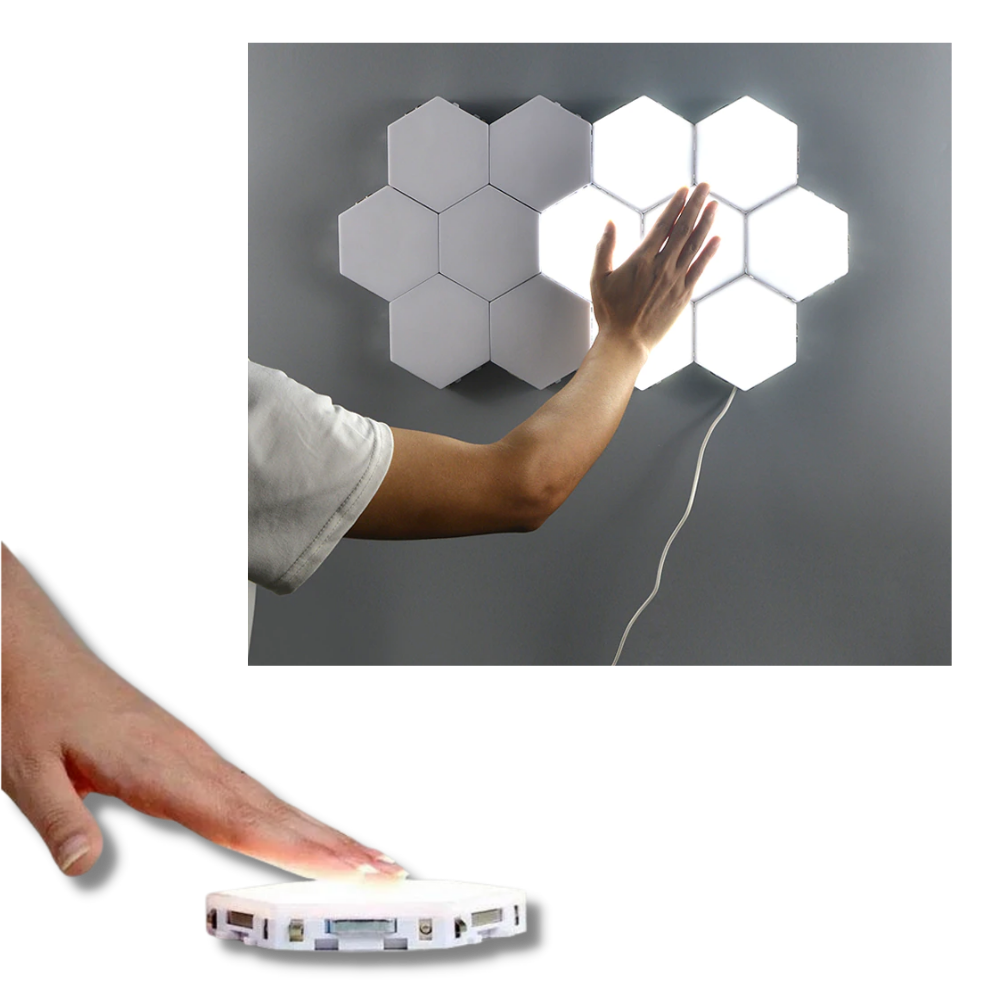 Conjunto de 3 luminárias modulares Gldzi com controle táctil, iluminação moderna e funcional para ambientes internos.