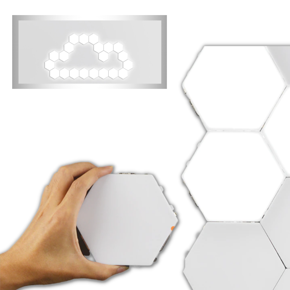 Conjunto de 3 luminárias modulares Gldzi com controle táctil, design moderno e luz ajustável para ambientes internos.