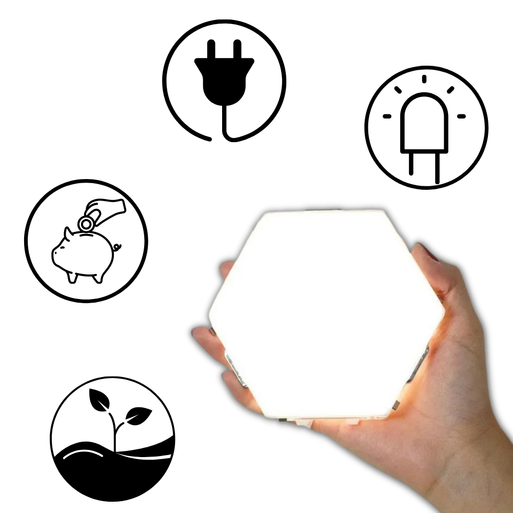 Conjunto de 3 luminárias modulares Gldzi com controle táctil, iluminando ambientes com luz ajustável e design moderno.