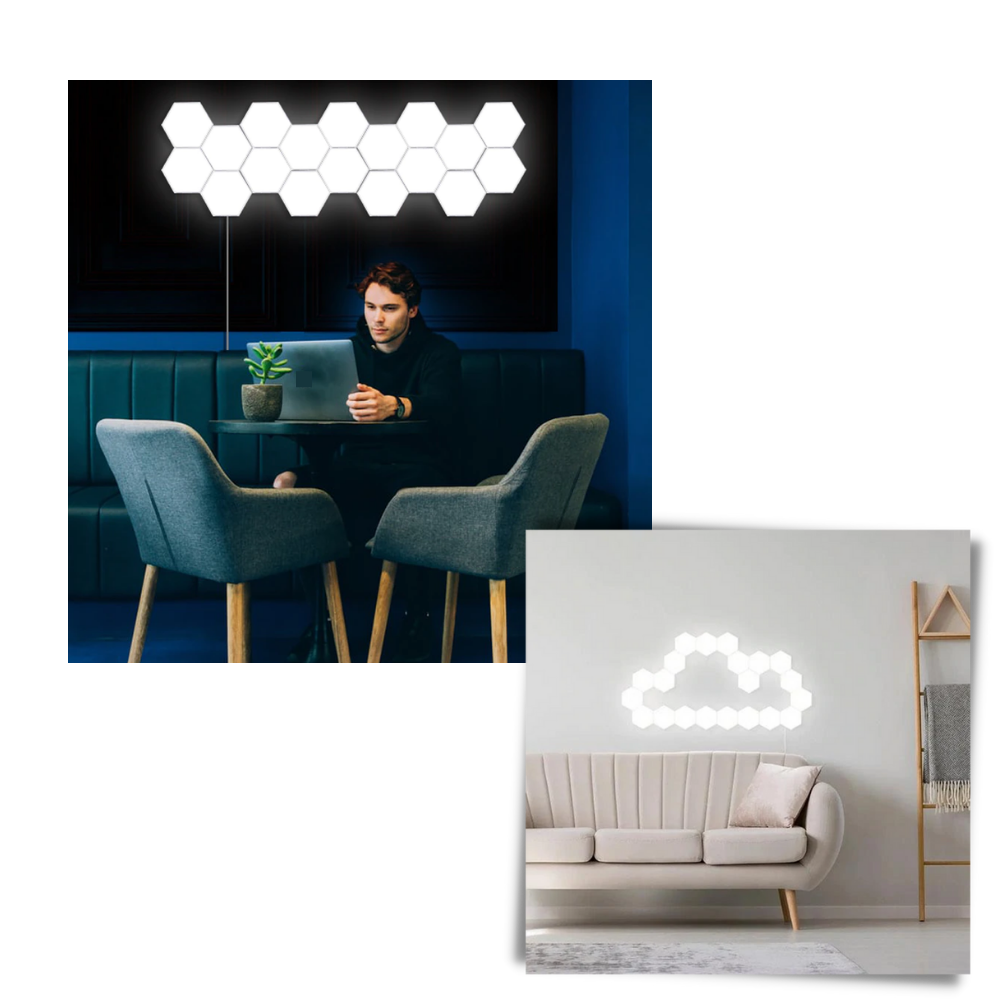Conjunto de 3 luminárias modulares Gldzi com luzes táticas LED, design moderno para iluminação prática e ajustável.