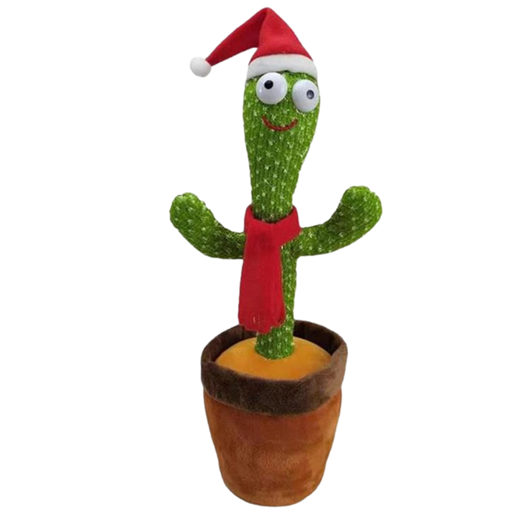 Cacto dançante da Oranga Inc, brinquedo falante com design de cactus e pássaro, ideal para diversão natalina.