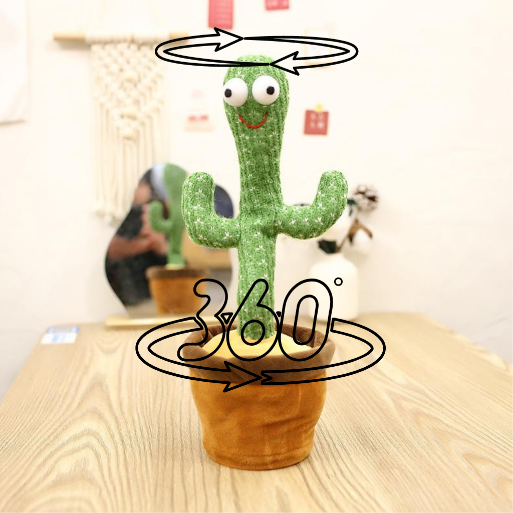 Cacto dançante da marca Eastjing, brinquedo interativo com design de cacto que gira 360 graus.