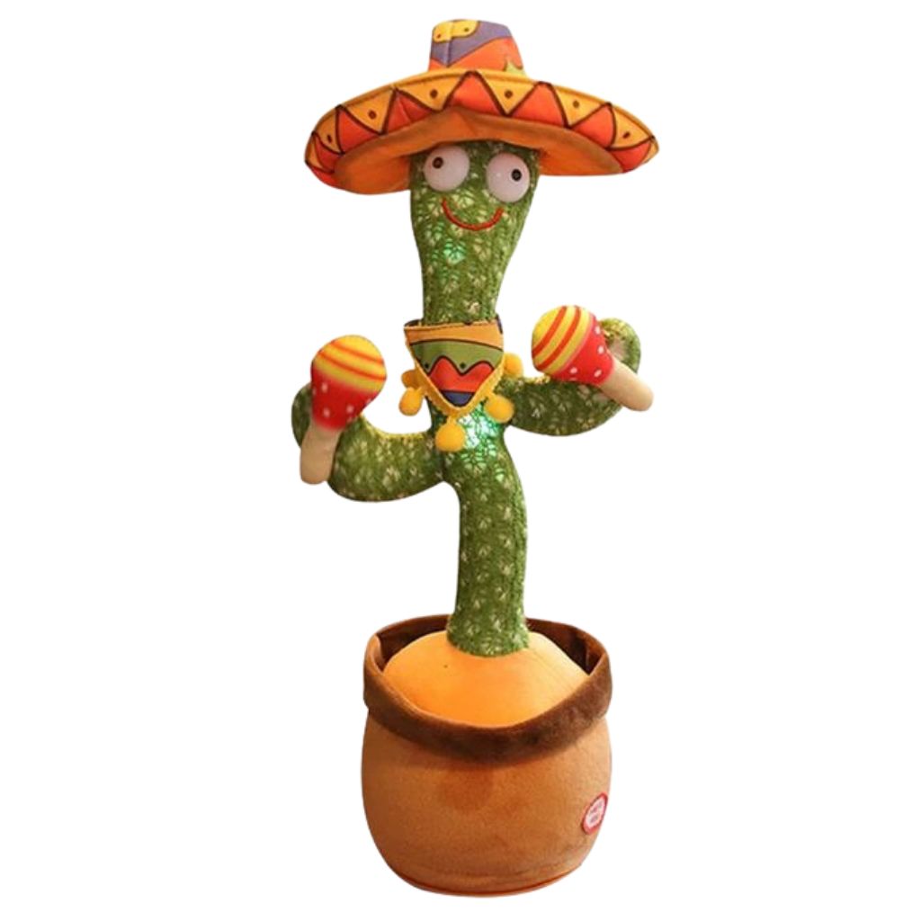 Brinquedo cactus dançante da marca Eastjing, com design de papagaio mexicano, em cores vibrantes e detalhes divertidos.