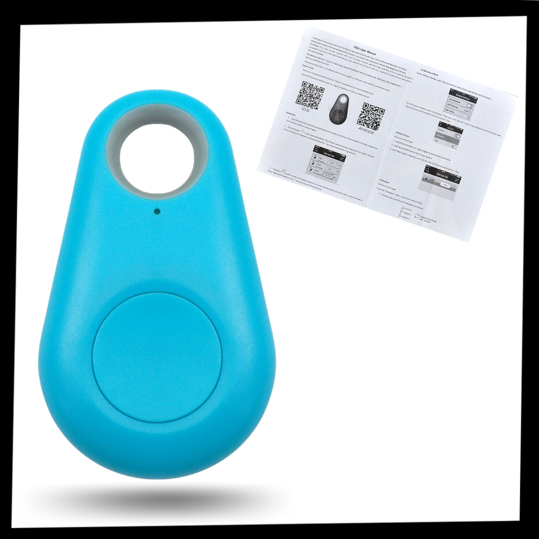Dispositivo rastreador GPS Bluetooth para cães e gatos da Imountek, visível na embalagem, para monitoramento de animais de estimação.