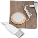 Aquecedor de caneca elétrico USB de madeira da Supervalue, portátil e universal, ideal para manter bebidas quentes em casa ou no escritório.