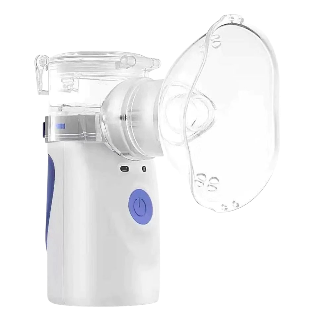 Nébulizador ultrassônico portátil Limicar para crianças e adultos, dispositivo de cuidados respiratórios em cor azul.
