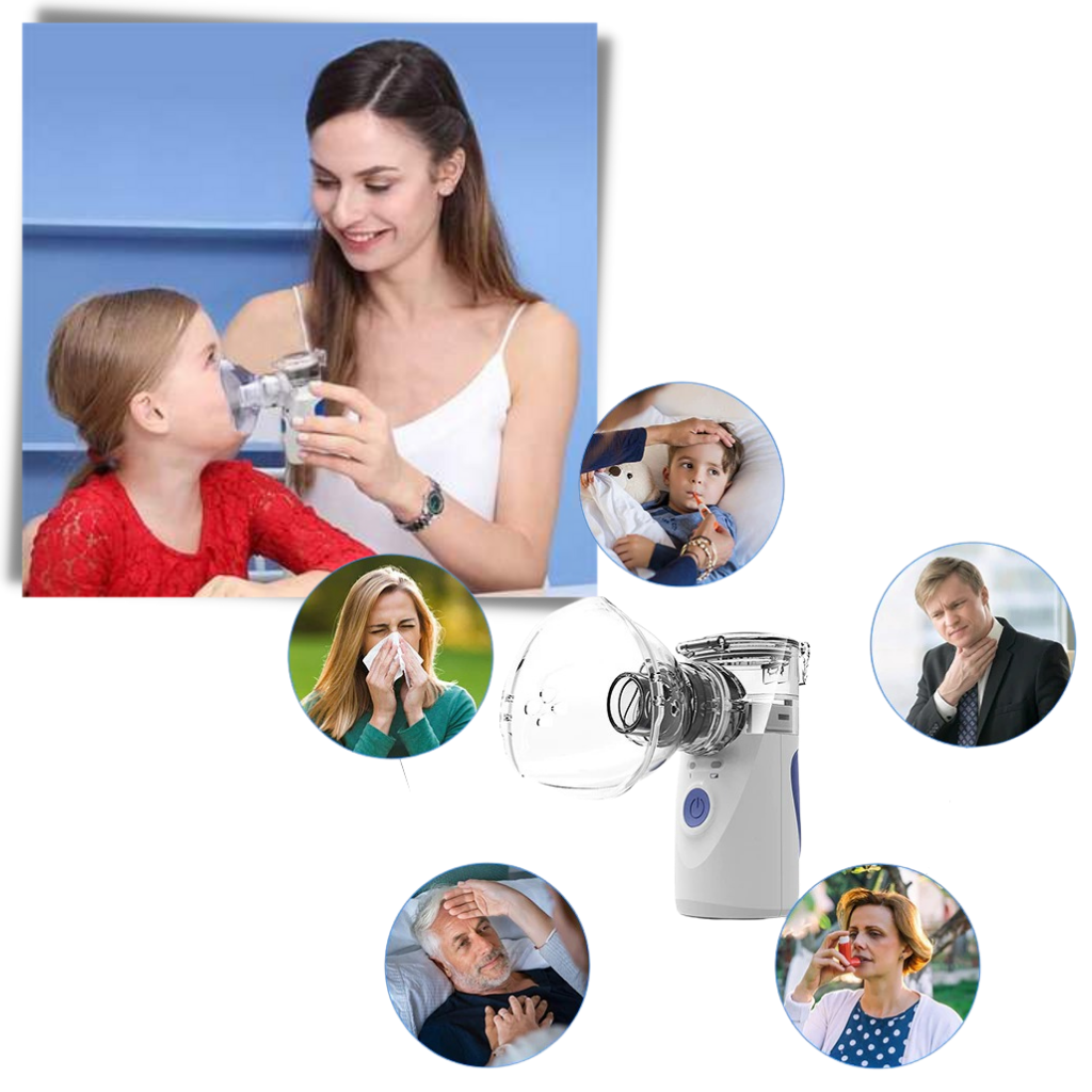 Nébulizador ultrassônico portátil da Limicar para cuidados respiratórios em crianças e adultos, compacto e fácil de usar.