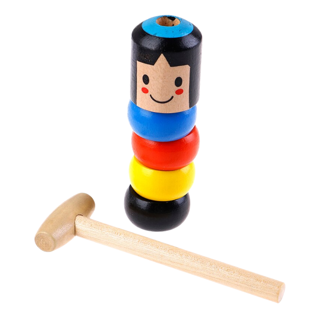 Boneco de madeira mágico da Eastjing, brinquedo infantil resistente e inquebrável, ideal para diversão segura e duradoura.