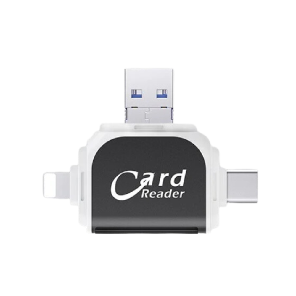 Adaptador universal de cartão SD Taluosi com capa protetora para fácil conexão e armazenamento seguro.