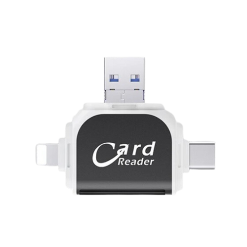 Adaptador universal de cartão SD Taluosi com capa protetora para fácil conexão e armazenamento seguro.