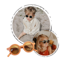Óculos de sol vintage redondos para crianças de 1 a 5 anos, armação bege e design retrô, acessórios para proteção solar infantil