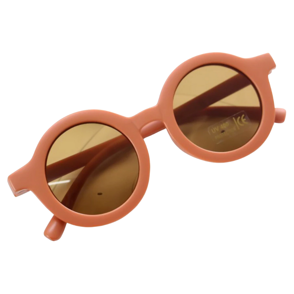 Óculos de sol vintage redondos para crianças de 1 a 5 anos, armação laranja, acessórios estilosos para proteção solar infantil.