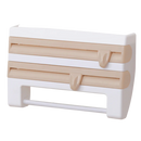 Suporte de parede 4 em 1 para filme, papel toalha e utensílios de cozinha Xiaoluokaixin, cor cáqui, organizado e prático
