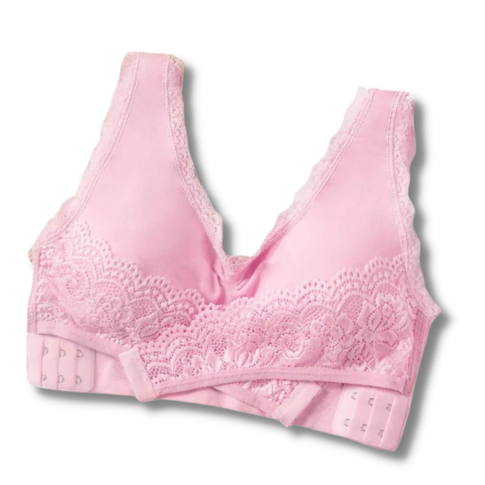 Soutien-gorge push-up sem costura e sem fio da Bali em rosa claro, com design confortável e sem enchimento.
