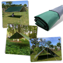 Conjunto de lona de camping impermeável da Abcelit, ideal para atividades de camping e trilhas ao ar livre.