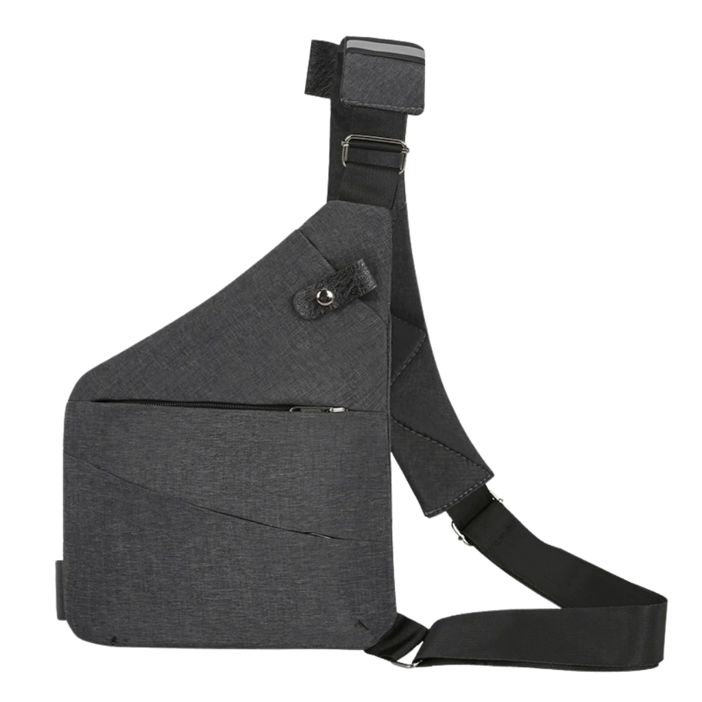 Sacoche à prova d'água Eaoattm, saco de mão cinza com bolso pessoal impermeável para uso diário e proteção contra água.