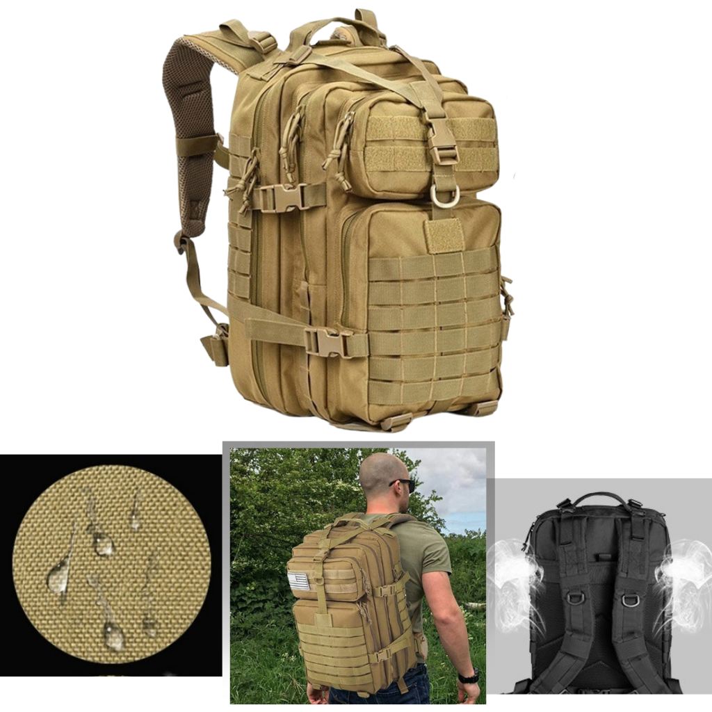 Mochila de camping resistente de 50L da Colaxi, à prova d'água com painel de malha respirável e alças acolchoadas.