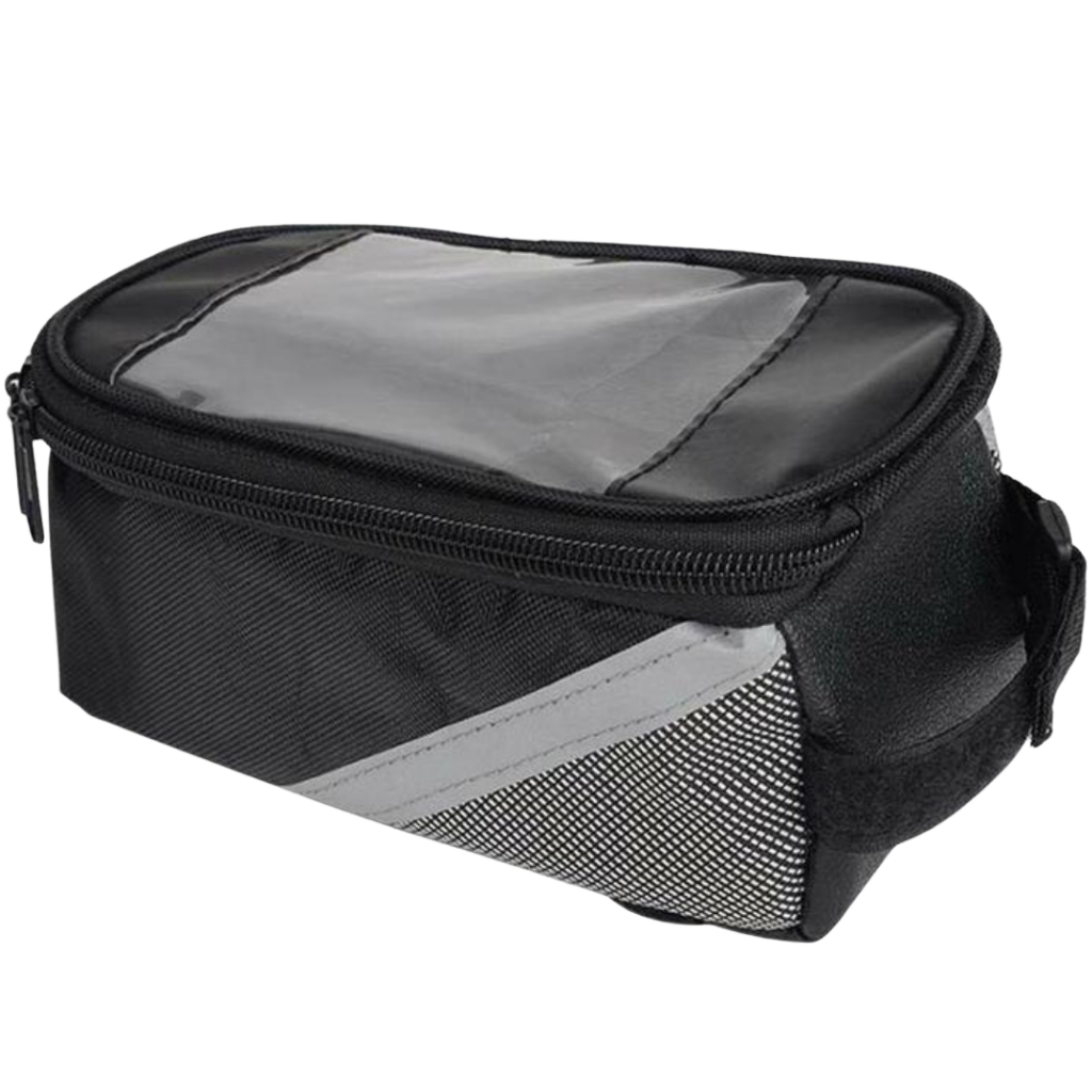 Bolsa de telefone impermeável Sodial para ciclismo, fixada na bicicleta, resistente à água, em cor cinza.