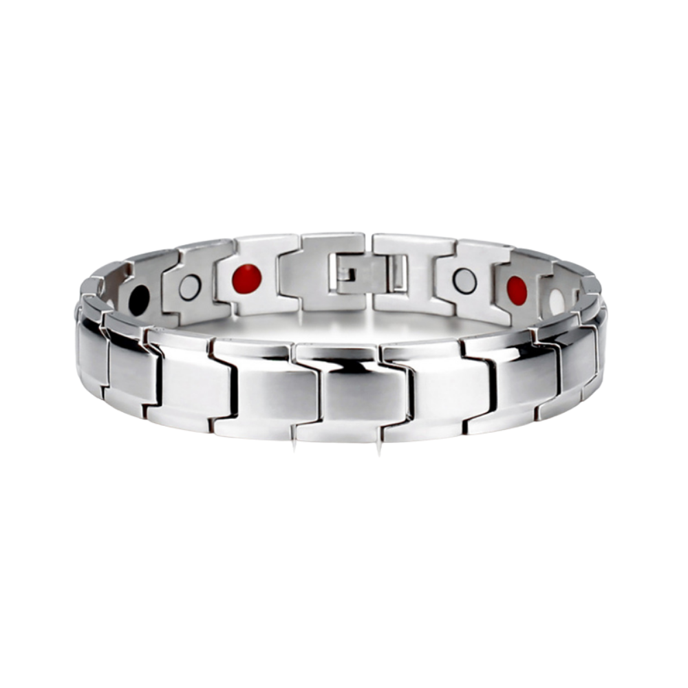 Pulseira magnética Spencer para perda de peso, acessório de treinamento e fitness, com acabamento prateado.