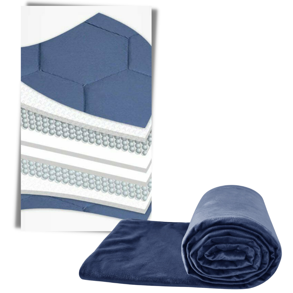 Edredom pesadão da Nex para terapia por pressão profunda, com várias camadas para maior conforto e relaxamento.