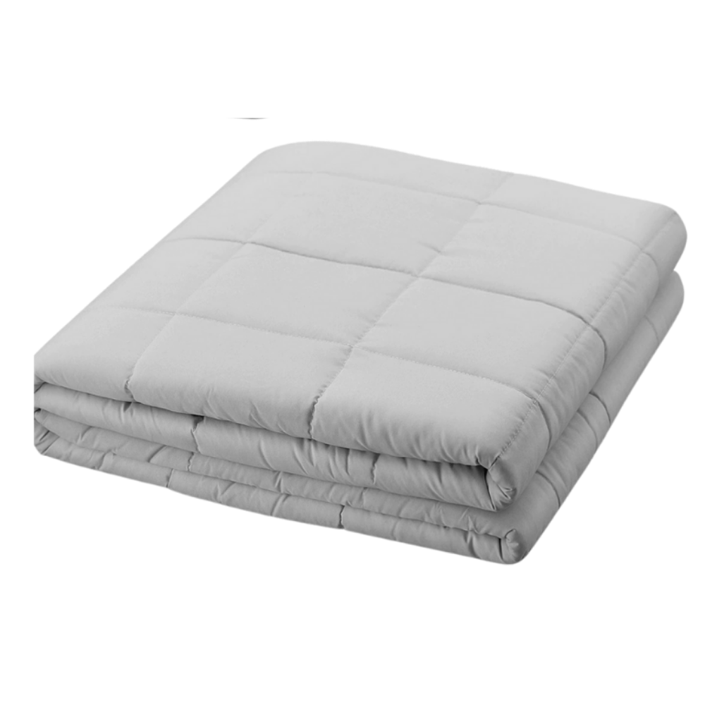 Cobertor lesté cinza claro da Nex para terapia de pressão profunda, ideal para relaxamento e alívio do estresse.