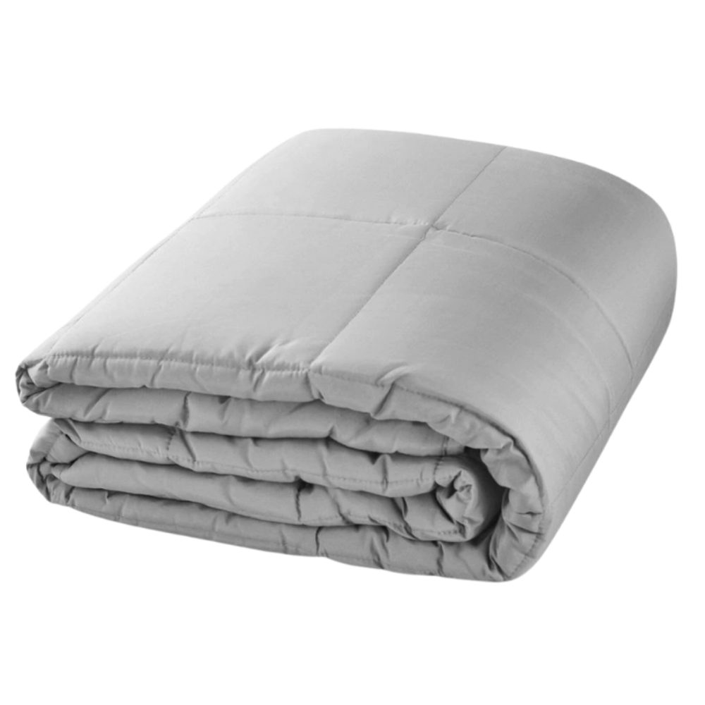 Manta pesada para terapia de pressão profunda, revestimento de tecido cinza claro, marca Nex, ideal para relaxamento e alívio do estresse