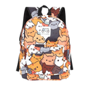 Mochila Neko Astsum da Roffatide com estampa divertida de gato preto, com detalhes coloridos e alças ajustáveis.
