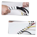 Manguito para cabos de dados Qisuw, sleeve de gerenciamento de cabos com instalação fácil, protege e organiza fios de dados.