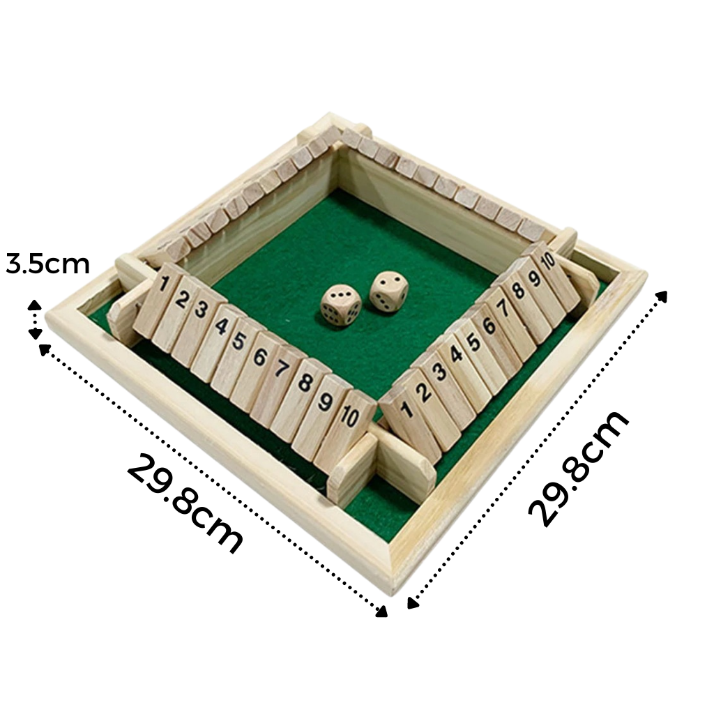 Conjunto de dados de madeira para jogos de tabuleiro, incluindo vários dados quadrados de cor natural.