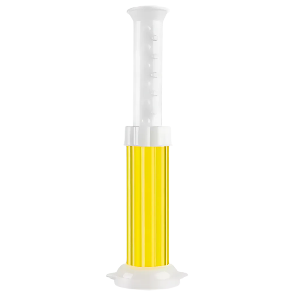 Gel de proteção ativa para banheiro JikoLiving, fragrância de perfumes de interior, aplicado na privada com selo amarelo.