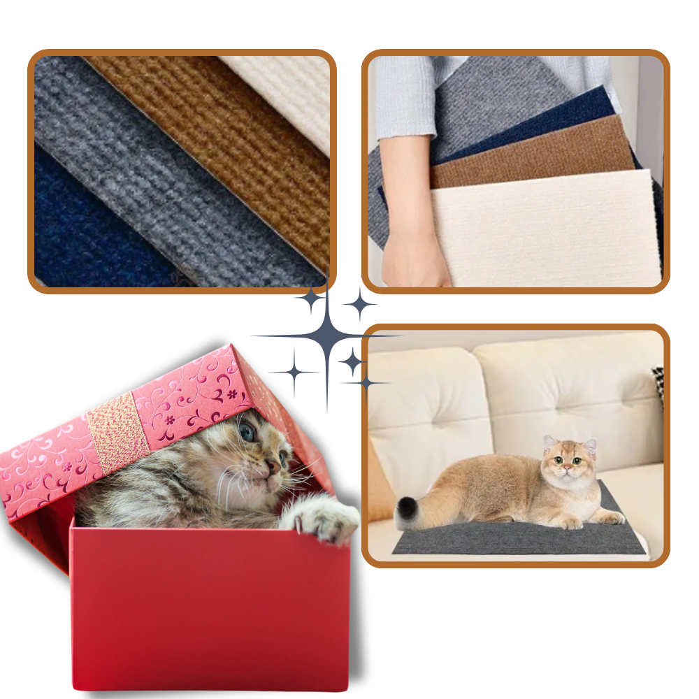 Arranhador de parede adesivo para gatos da Ozerty France, acessório para gatos com superfície ranhurada e design estético.